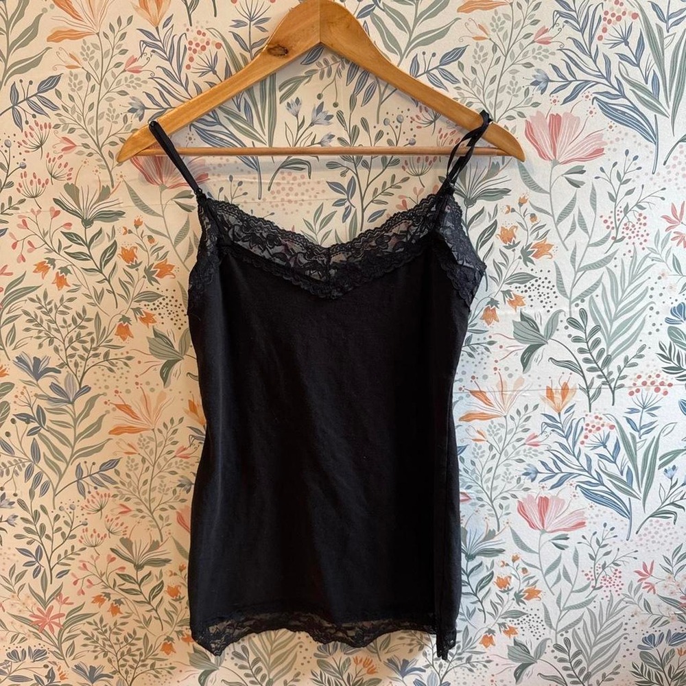Zenana Outfitters Black Lace Trim Camisole Tank Top